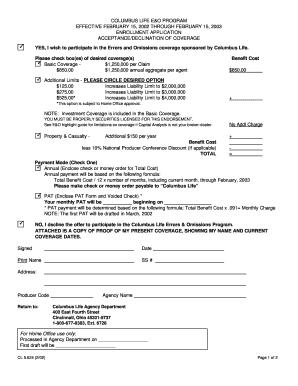 Columbus Life E&O Enrollment Application