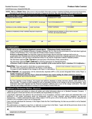 Standard Insurance Company Producer Sales Contract