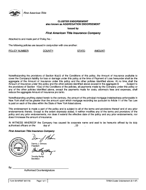 Cluster Endorsement Form 50-NY007