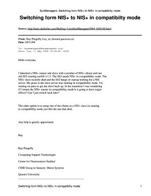 Fillable Online SunManagers: Switching form NIS+ to NIS+ in ... - Der ...