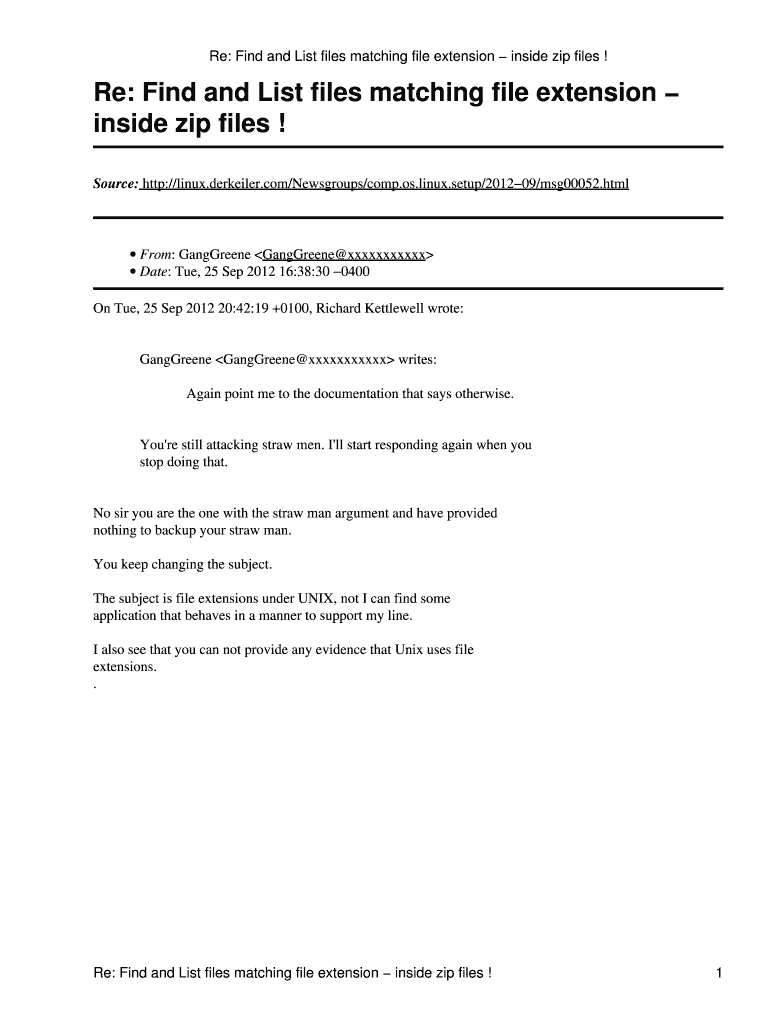Fillable Online Re Find and List files matching file extension