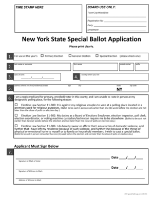 New York State Special Ballot Application