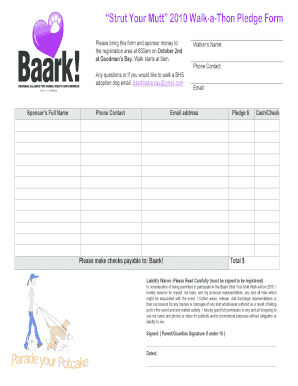 fillable walk a thon pledge form fill online printable walk a thon pledge forms