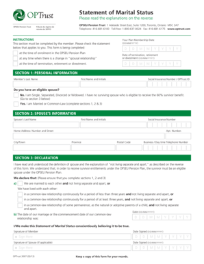 OPSEU Pension Trust Statement of Marital Status