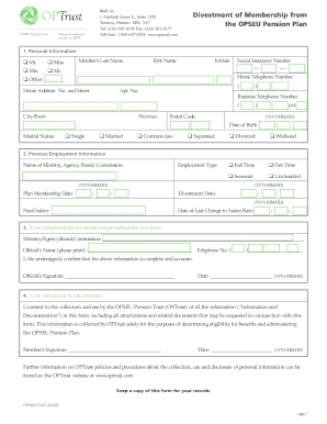 Divestment of Membership from the OPSEU Pension Plan - OPTrust