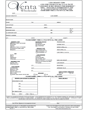 Venta Wholesale Lock Request Form
