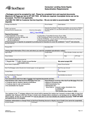 SunTrust Home Equity Subordination Form