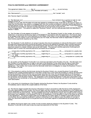FHA/VA Buydown and Escrow Agreement