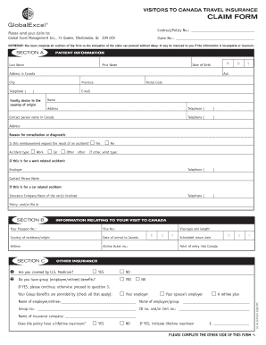 Canada Travel Insurance Claim Form