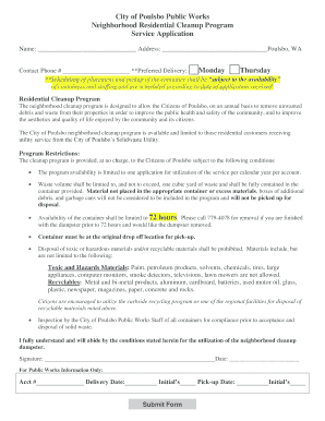 City of Poulsbo Residential Cleanup Program Application