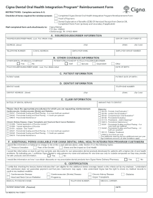Cigna Dental Oral Health Integration Program Reimbursement Form