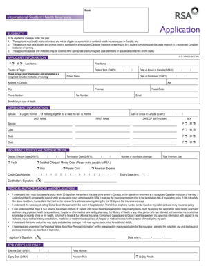 International Student Health Insurance Application