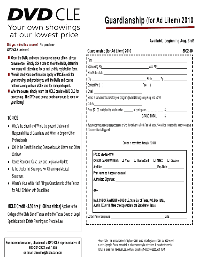 Fillable Online 10 Guardianship AD LITEMfirm.pub Fax Email Print