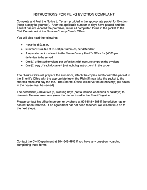 Eviction notice template - Eviction notice template damage fillable form