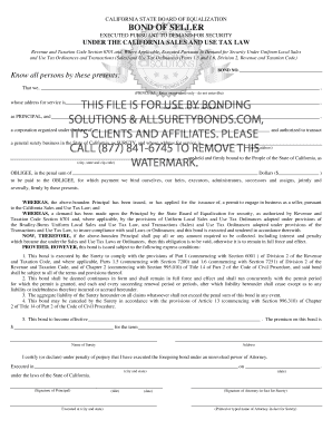 California Seller Bond Form