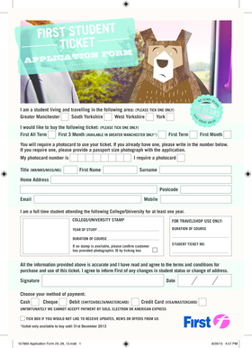 First Student Ticket Application Form