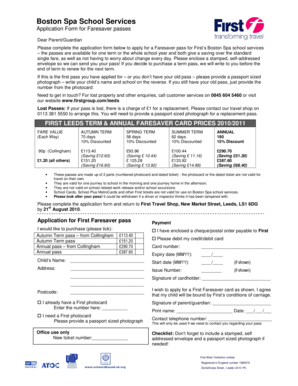Boston Spa School Faresaver Pass Application