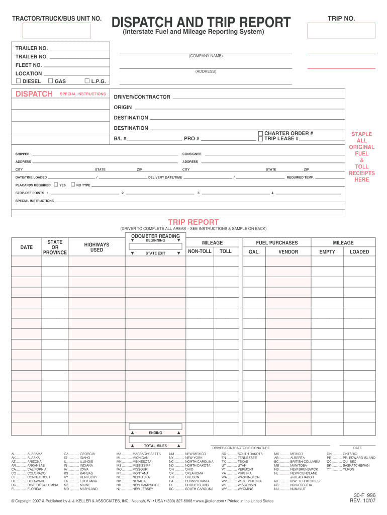 Printable trucking trip report forms Fill out & sign online DocHub