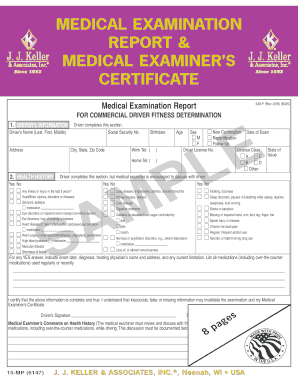 Dot physical - Medical examination report & medical examiner's certificate