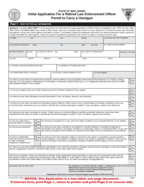 New Jersey Retired Law Enforcement Officer Handgun Permit Application