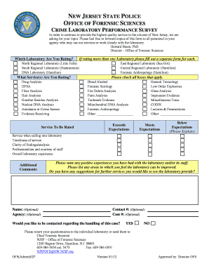 New Jersey Crime Lab Performance Survey