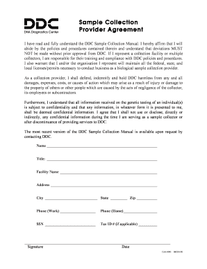 DDC Sample Collection Provider Agreement