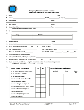 Emergency Medical Information Form
