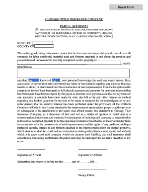 Chicago Title Insurance Affidavit and Waiver