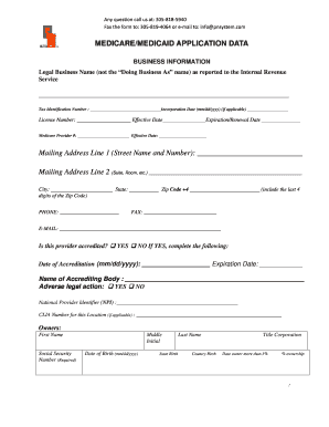 Medicare/Medicaid Application Form