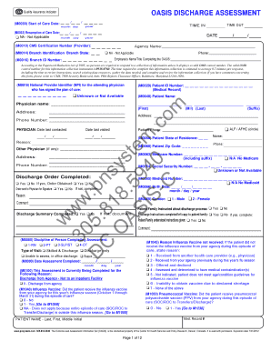 OASIS Discharge Assessment Form