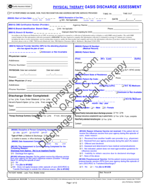 Physical Therapy OASIS Discharge Assessment