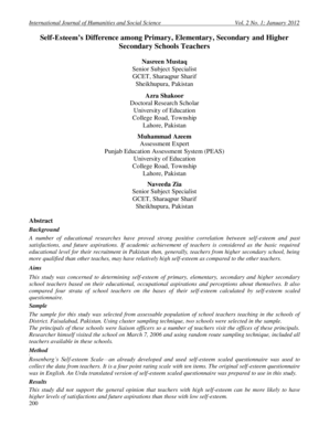 SelfEsteems Difference among Primary, Elementary, Secondary and Higher