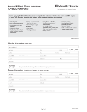 Alumni Critical Illness Insurance Application Form