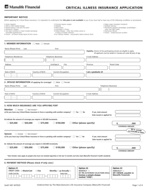 Critical Illness Insurance Application