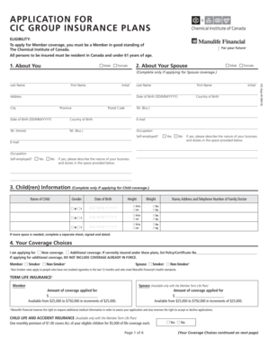 CIC Group Insurance Application Form