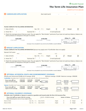 Term Life Insurance Plan Application