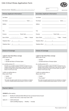 CAA Critical Illness Application Form