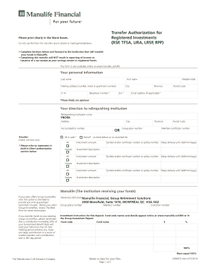 Manulife Transfer Authorization Form