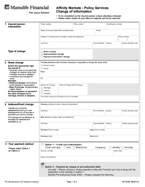 Insurance Policy Change Form
