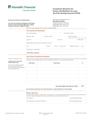Tax-Free Savings Account Investment Direction Form