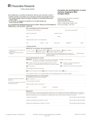 Formulaire de cessation de participation à un Compte d’épargne libre d’impôt (CELI)