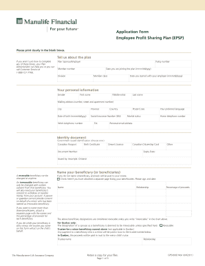 Employee Profit Sharing Plan Application Form