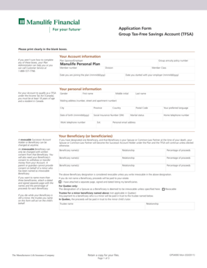 Group Tax-Free Savings Account Application Form