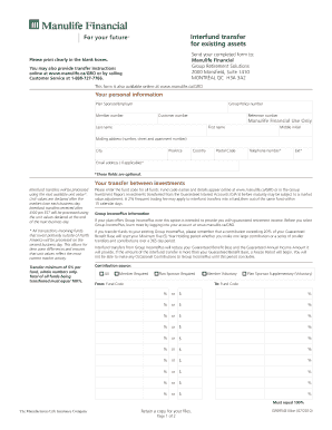 Manulife Financial Interfund Transfer Form