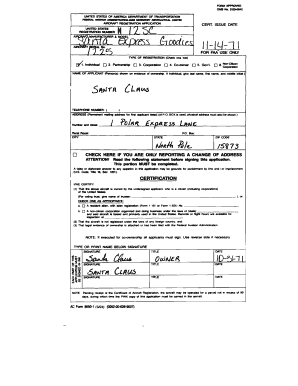 US Aircraft Registration Application