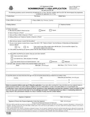 US V Visa Application Form DS-3052