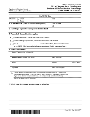 Form N-336 Request for Hearing on Naturalization Decision