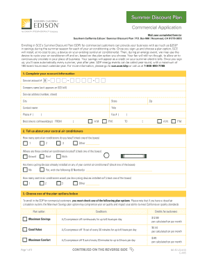 Southern California Edison Summer Discount Plan Application