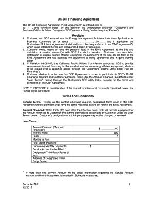 On-Bill Financing Agreement