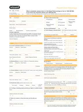 Wizard Clear Advantage Credit Card Application